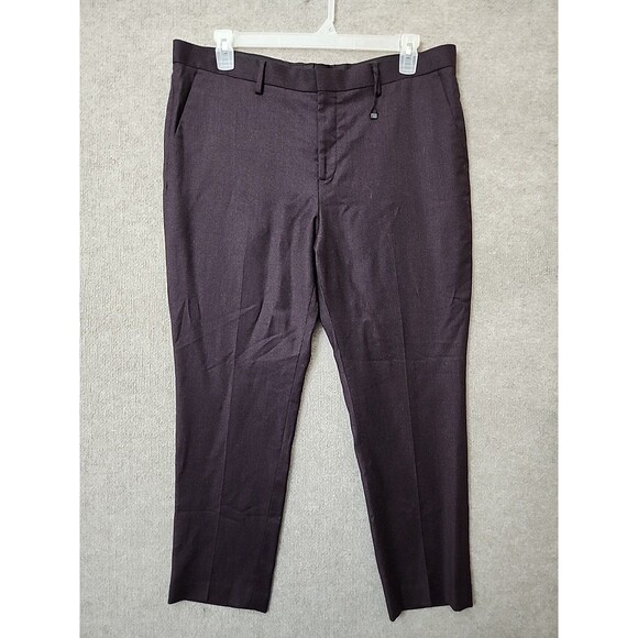Express Wool Blend Dress Pants Mens 36x30(38x29) Burgundy Business Career NWOT - Picture 1 of 8